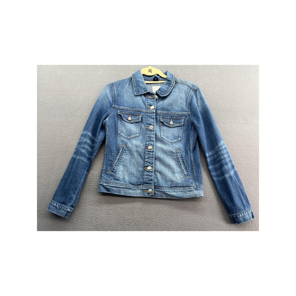 J.Crew Denim Jacket Women's XS Blue Trucker Classic Jean Button Medium Wash